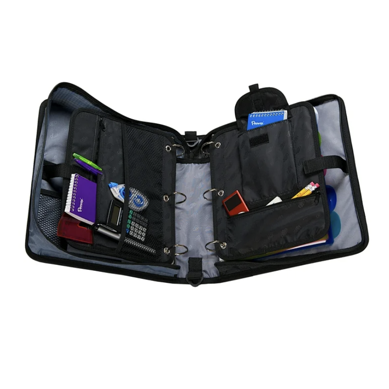 2-in-1 Zipper Binder with Handle & Shoulder Strap, Organizer for Documents & School Supplies