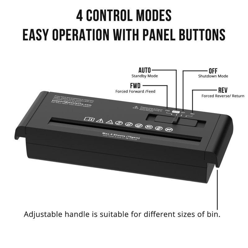 Small Home Paper Shredder with 6-Sheet Capacity, Strip Cut, Overheat Protection