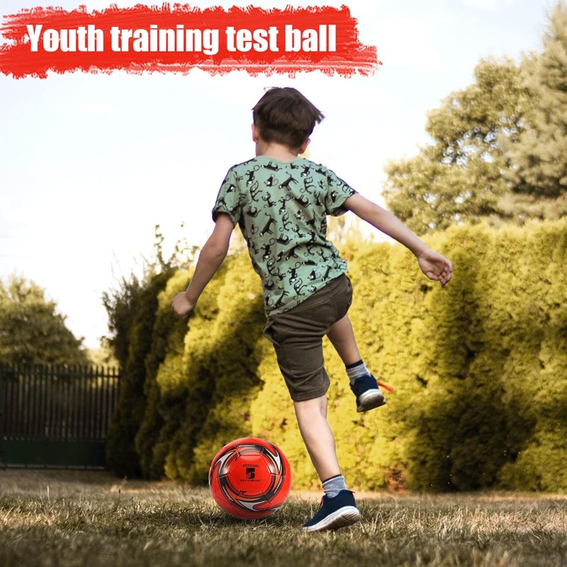 Bestek No. 5 Soccer Ball - Red Variation for Youth & Adults, PU Surface, Durable Training Ball