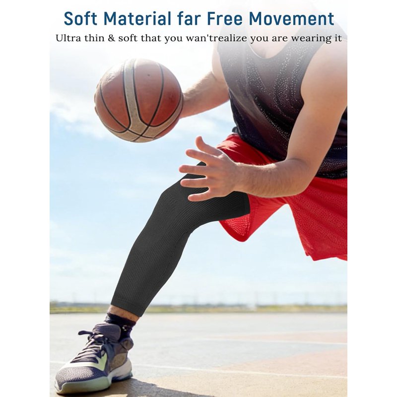 Full Leg Compression Sleeve for Athletic Recovery and Support, Fits Thigh, Knee & Calf