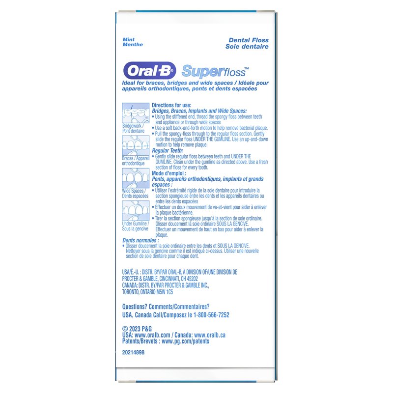Dental Floss Refills for Bridges & Braces - Mint Flavor, 100 Pre-Cut Strands