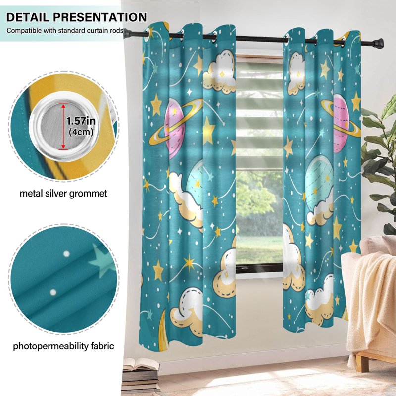 Sheer Curtain Set 2 Panels Light Filtering Window Treatments for Bedroom & Living Room