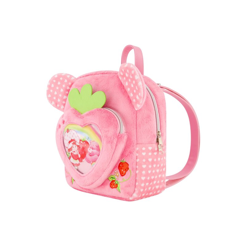 Care Bears and Strawberry Shortcake Plush Heart Backpack - Pink Mini Travel Bag