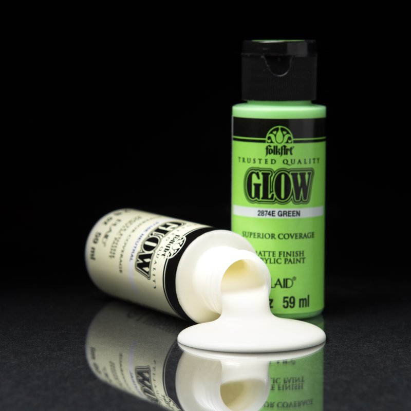 Glow-in-the-Dark Acrylic Paint Set - Matte Finish, 6 Colors, 12 fl oz