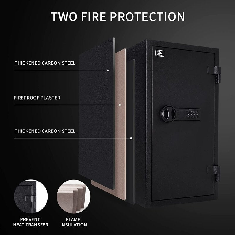 Large Fireproof Steel Safe with Digital Lock - 3.47 Cu Ft Home & Office Security Safe