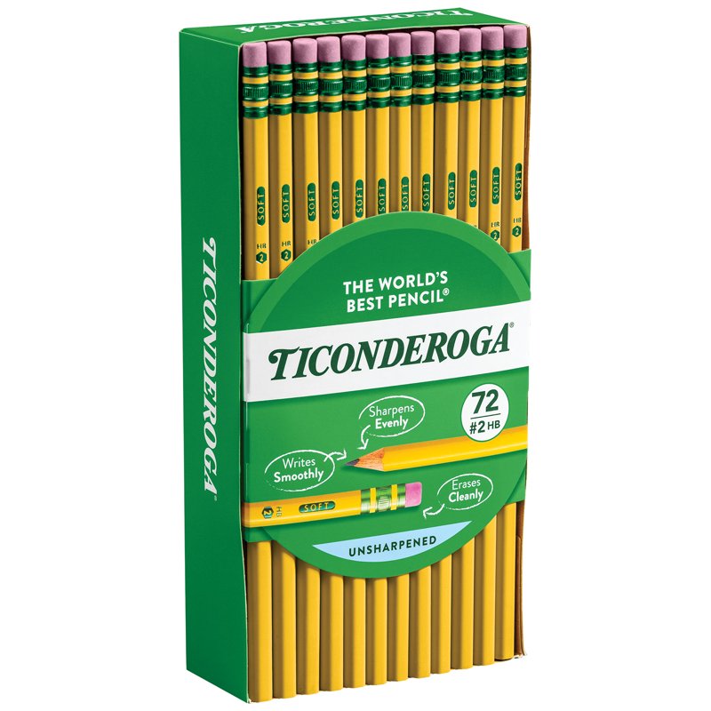 72 Pack HB Pencils with Erasers - Yellow Wood-Cased #2 Writing Pencils