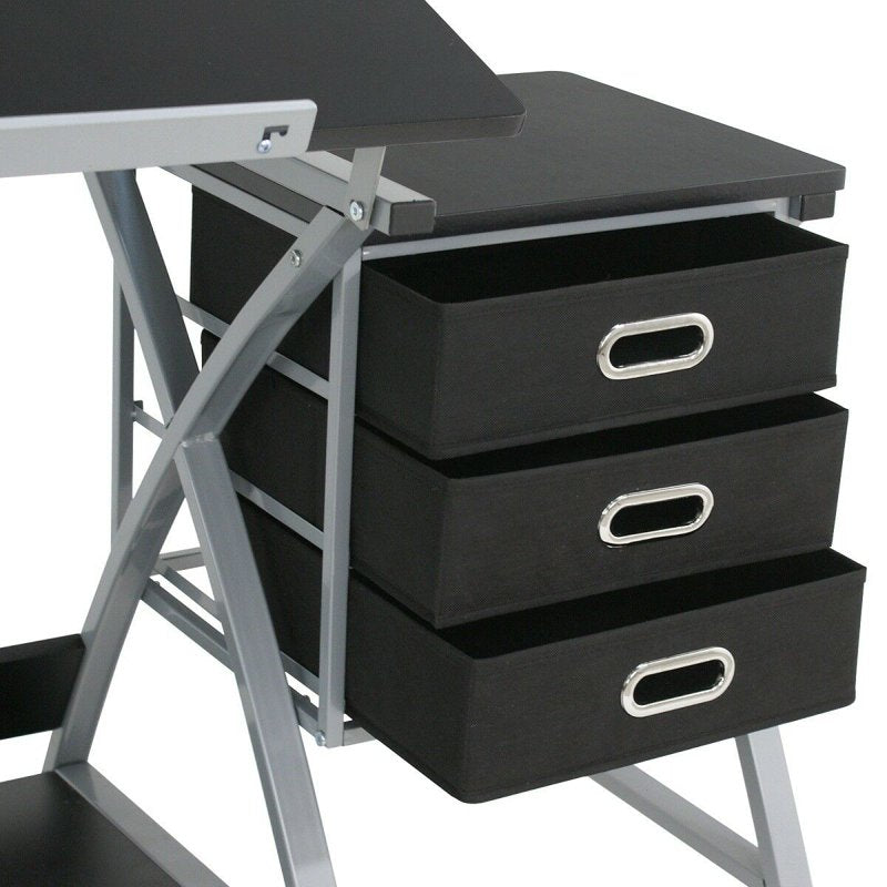 Adjustable Drafting Table with Stool, Art & Craft Workstation, Folding Design