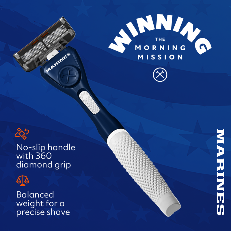 Military Marine 6-Blade Razor Starter Set with Handle & Blades