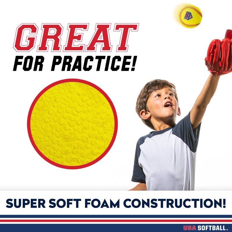 Kids Foam Softballs for Practice - Softball Training Balls for Youth - Set of 4