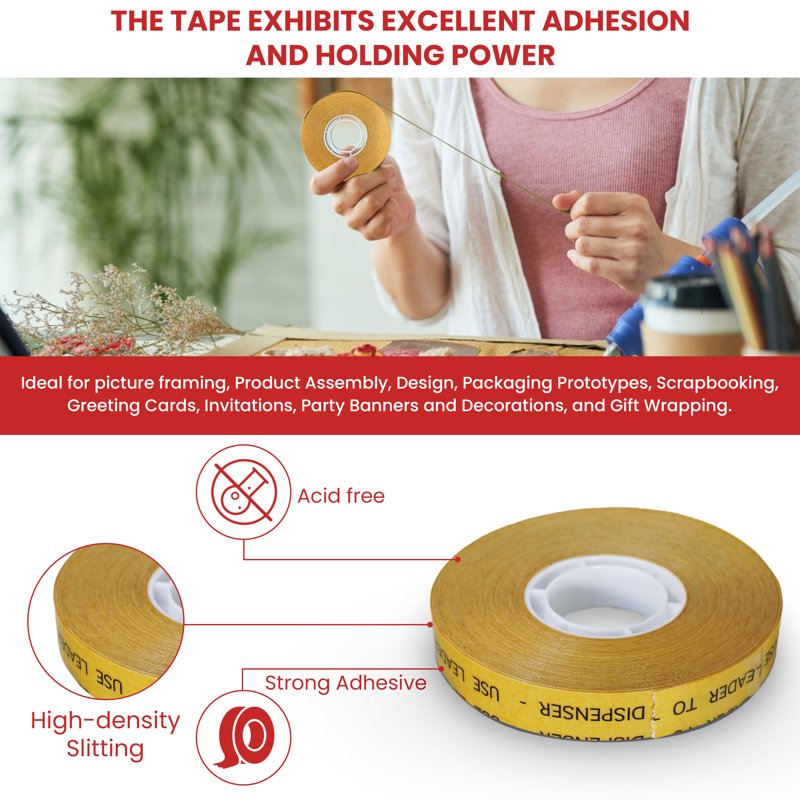 ATG 7502 Transfer Tape 1/4 in x 36 yd (Pack of 24) Acid Free Glass‑Stabilized Adhesive