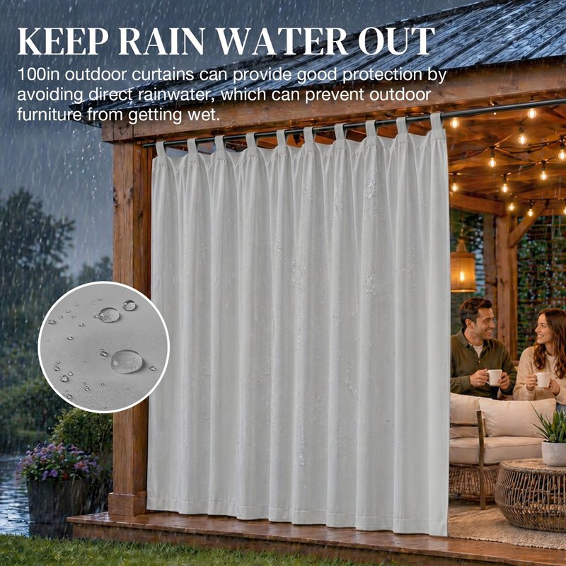 Outdoor Blackout Curtains Waterproof Thermal Insulated Patio Drapes 1 Panel