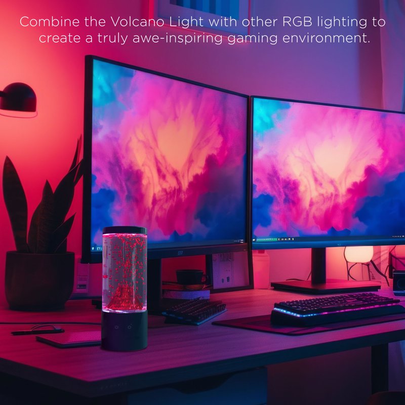 RGB Volcano LED Mood Night Light - USB Powered, Motion Simulation