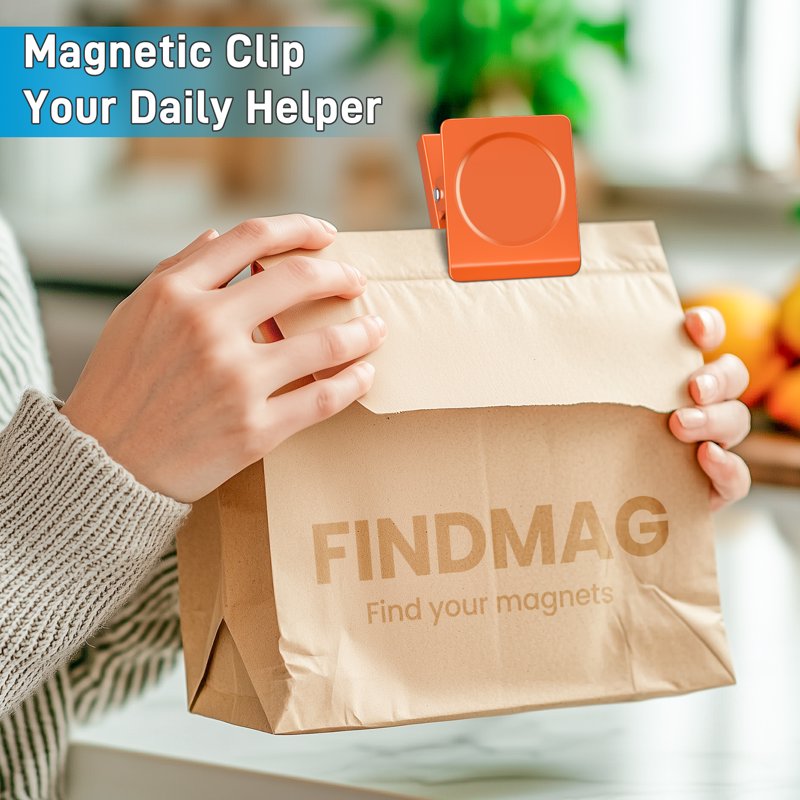Durmate 4 Pack Heavy Duty Magnetic Clips 2.2 Inch - Orange Variation