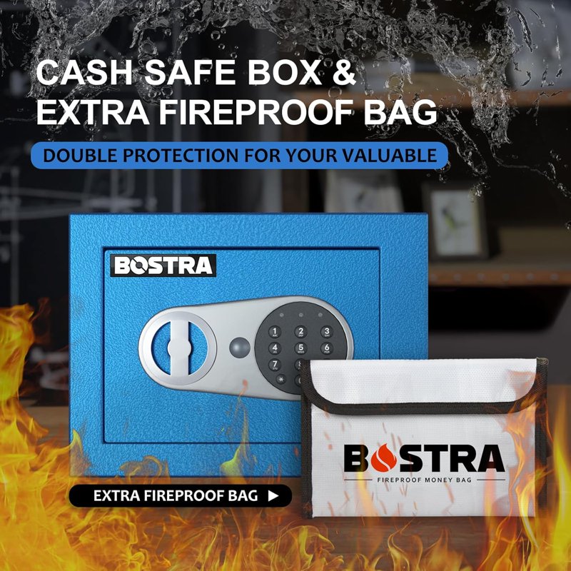 Digital Security Safe with Sensor Light & Fireproof Bag - 0.23 Cu Ft