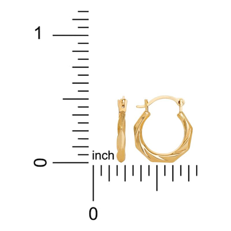 Kids 14K Yellow Gold Swirl Hoop Earrings - Hypoallergenic & Lightweight