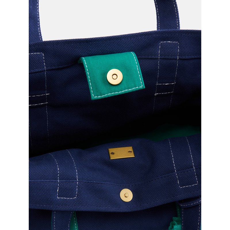 Women's Canvas Tote Bag with Charm - Multiple Colors