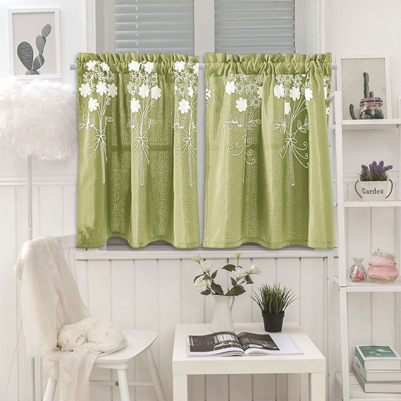 Blackout Cafe Curtains for Small Windows - Thermal Insulated Water-Resistant Short Kitchen & Bedroom Drapes