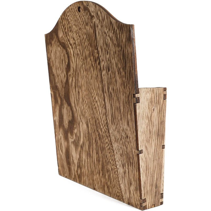 Wood Wall Magazine Rack - Rustic Wall Mount Mail & File Organizer - 11.6 x 8.7 in