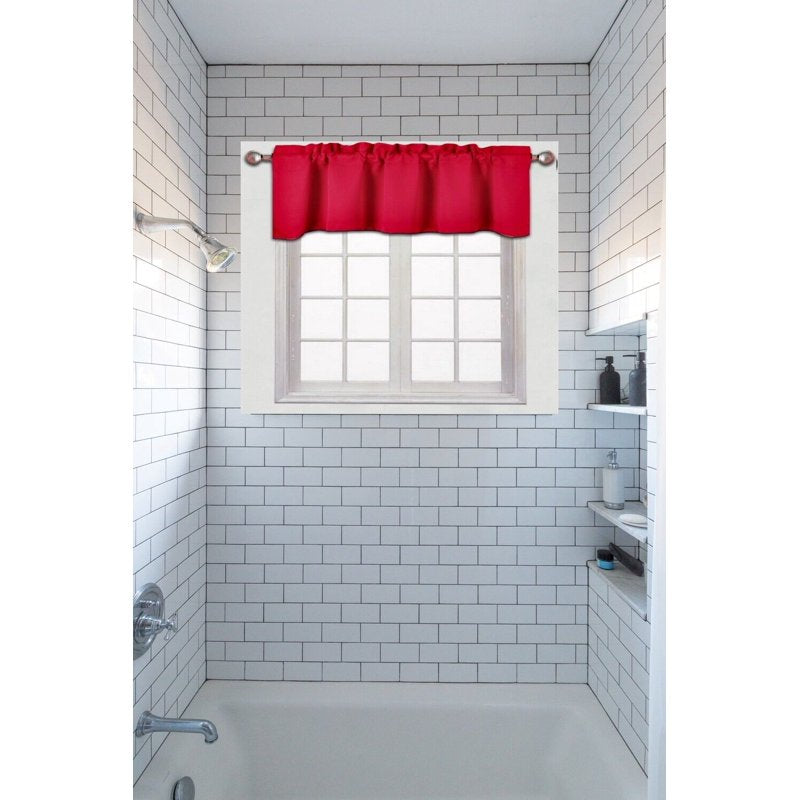 Red Window Valance with Rod Pocket - 54x18 Inches, Modern Home Decor