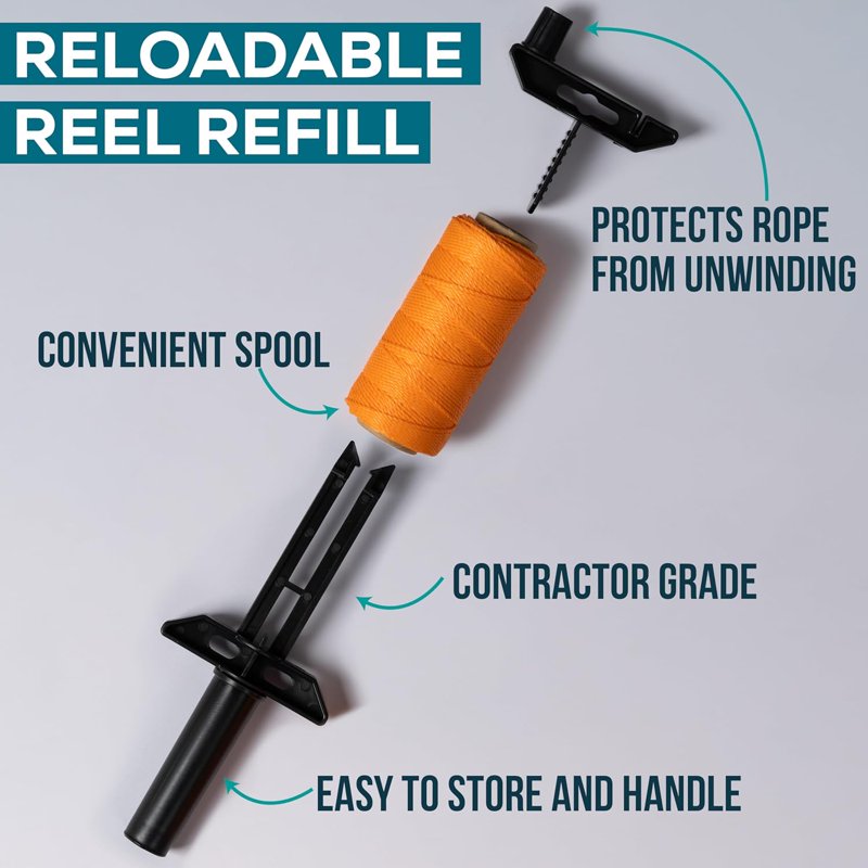 High-Visibility Mason Line String with Handle - Durable Twisted Polypropylene for Masonry and Gardening