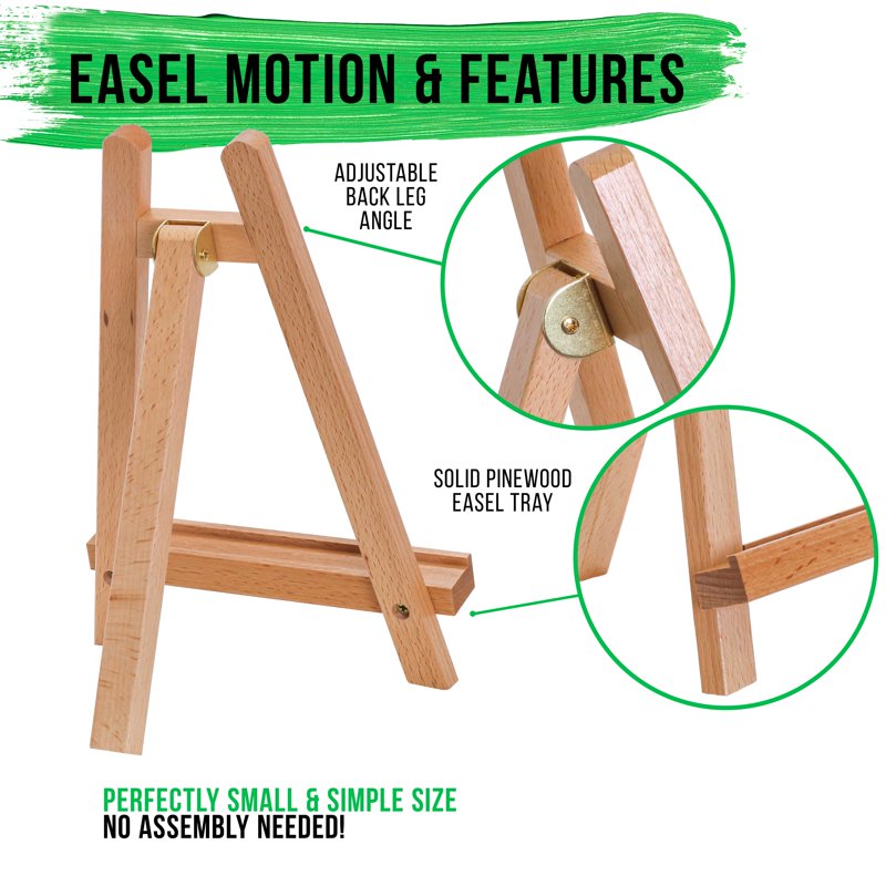 Small Beechwood Tabletop Artist Easel - Portable Display & Painting Stand