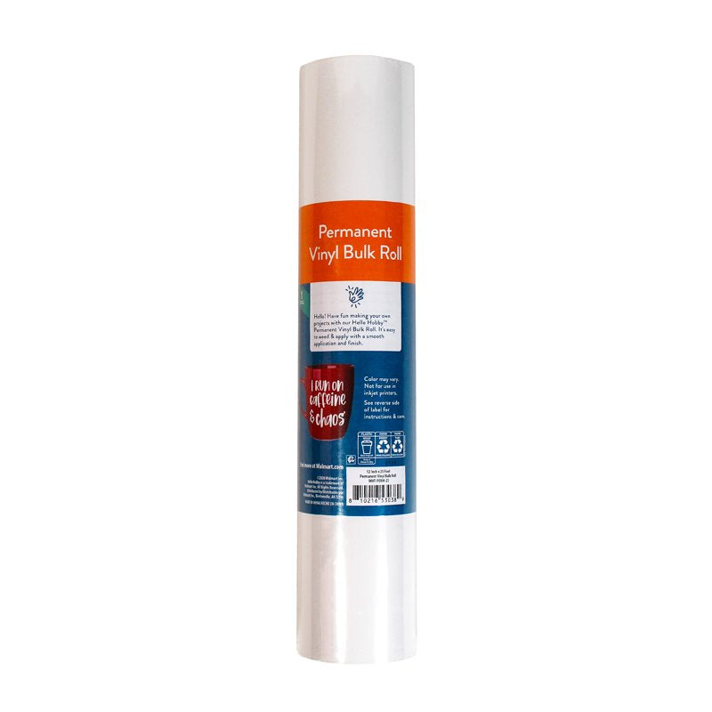 White Permanent Craft Vinyl Roll 12 x 25 Feet for DIY Projects