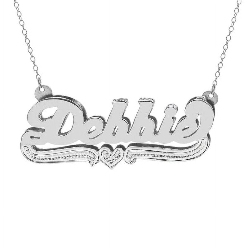 Personalized Name Necklace with Beading and Rhodium Finish - Customizable