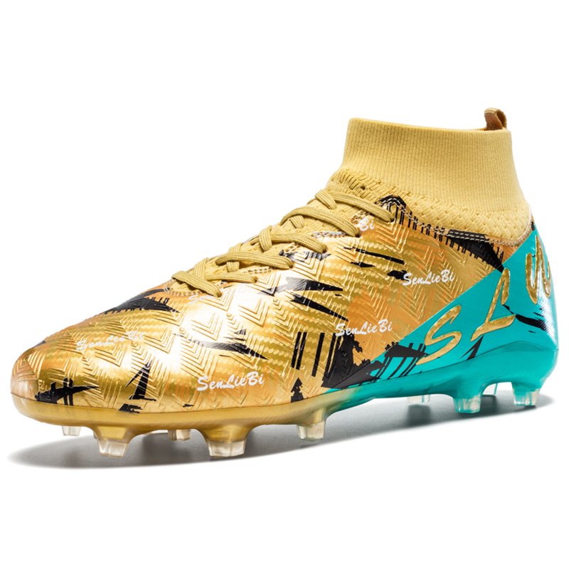 OnyxTrek Unisex High-Top Graphic Soccer Cleats – Gold, EU 36 (Men) X2407 AG