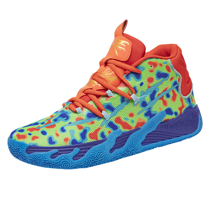 Unisex High-Top Basketball Shoes - Vibrant Colors, Cushioning & Anti-Slip Sole