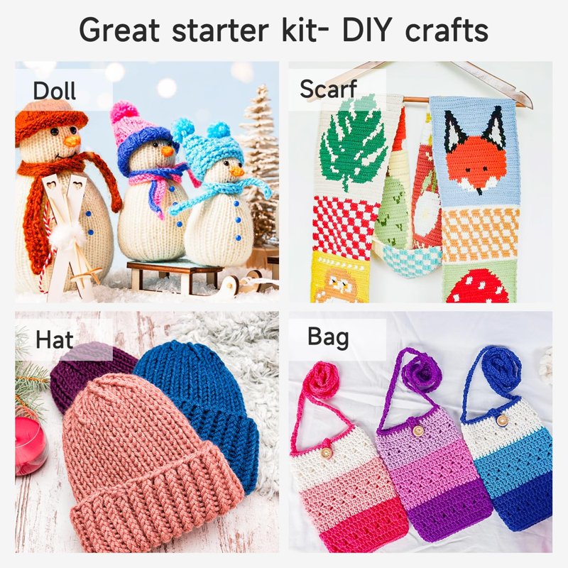 Crochet Kit for Beginners Adults with 18 Acrylic Yarn Skeins & Hooks — Complete Craft Set