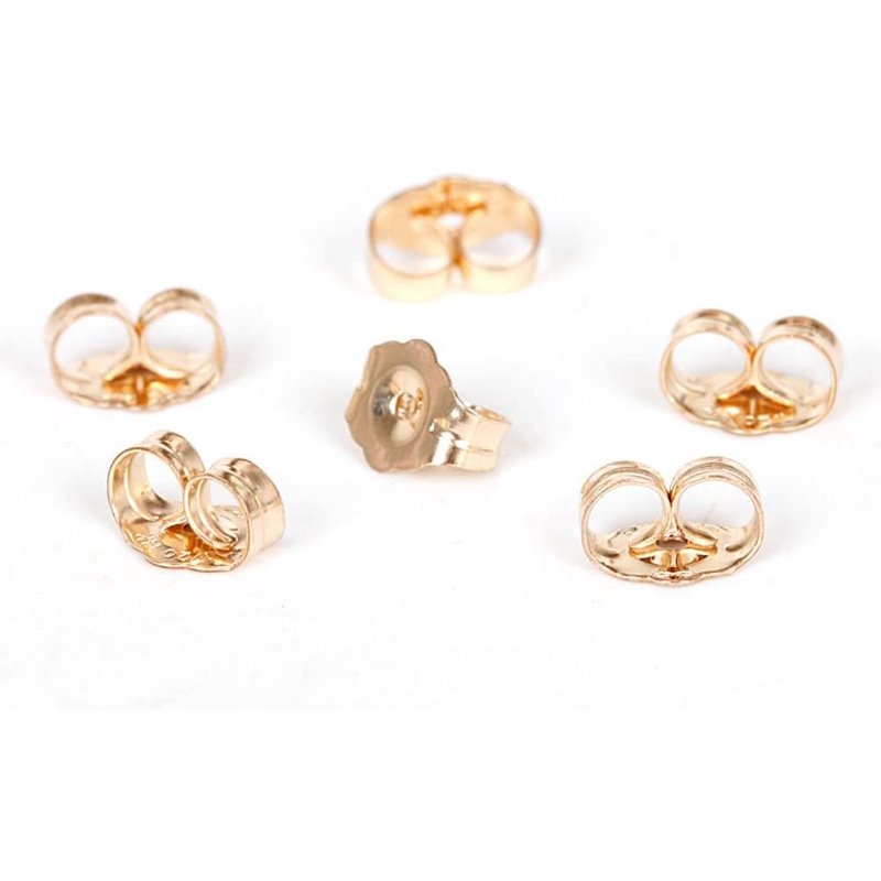 14K Gold Earring Backs - 4 Pieces Replacement for Stud Earrings, Diameter 5.4MM