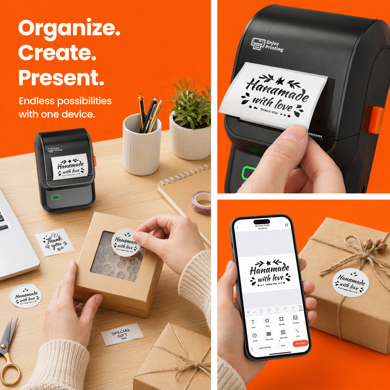 Wireless Thermal Label Maker for Small Business & Home Organization – Bluetooth, No Ink, 2-Inch Barcode & Address Labels