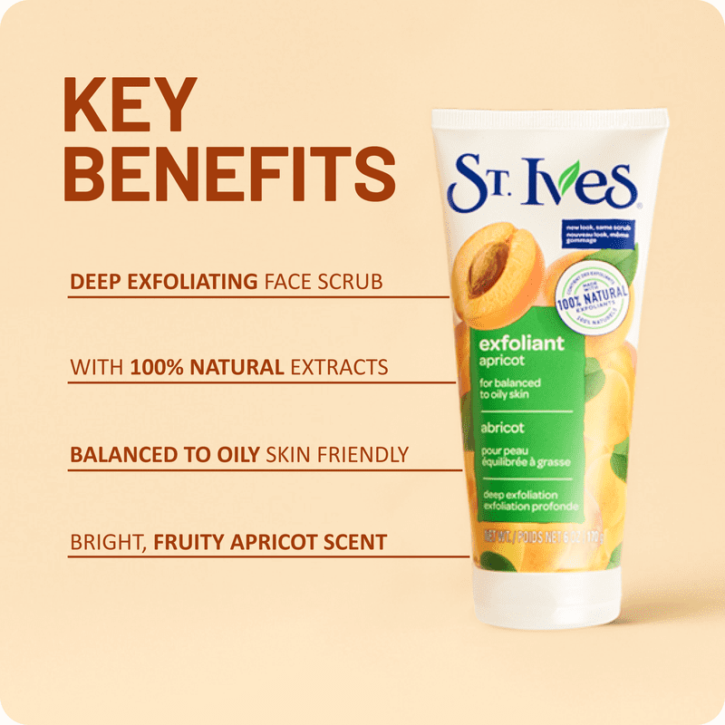 Exfoliating Face Scrub with Apricot & Walnut Shell - Deep Cleansing 6 oz