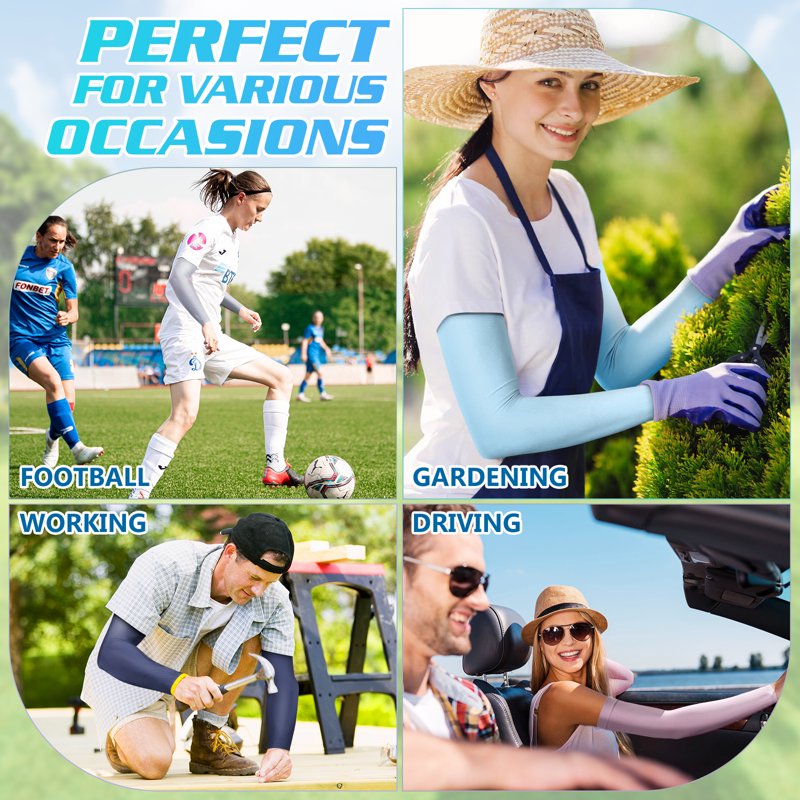 Sun Protection Arm Sleeves for Men Women - Cooling, UV Block, Compression