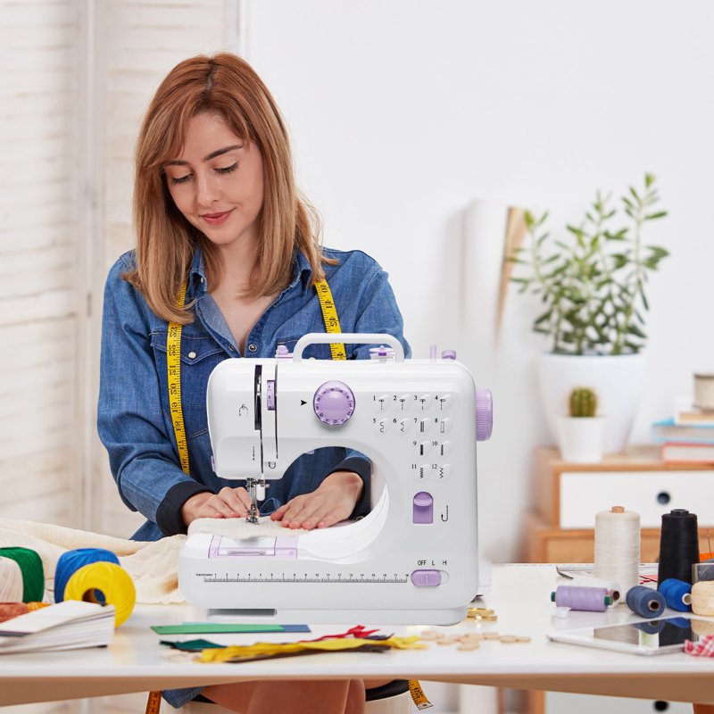 Portable Sewing Machine Kit with 12 Stitch Patterns for Beginners
