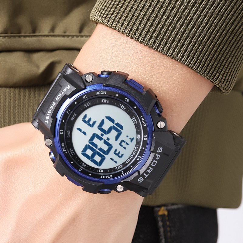 Digital Sport Wristwatch for Men with Water Resistance and Backlight