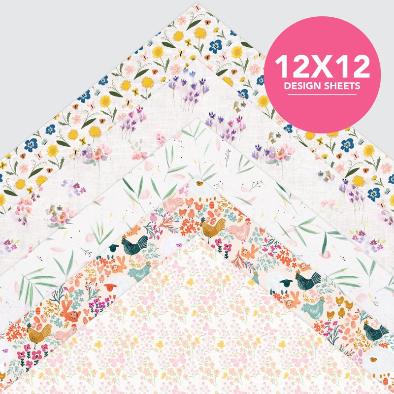 Garden Flower Scrapbook Paper Pad - 50 Sheets, 25 Designs, 12x12 Inches