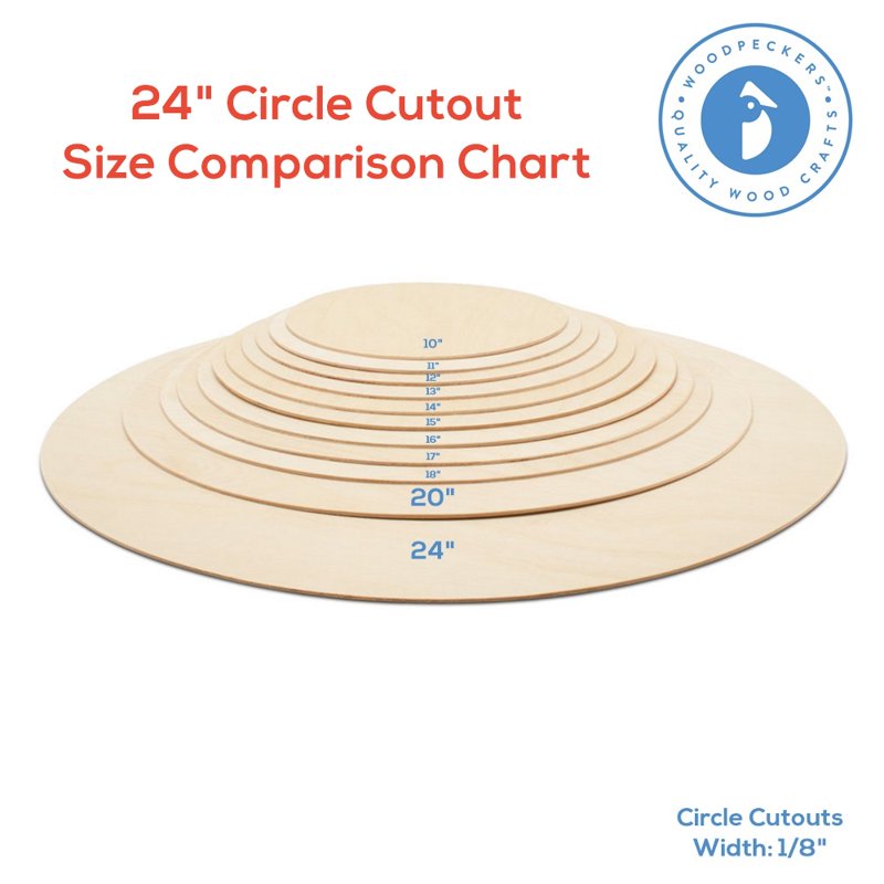 Unfinished Birch Wood Circles - Craft Shapes & Decor Bases, 24 Inch Diameter