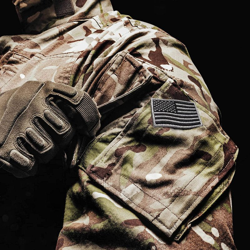 Military Tactical USA Flag Patches 2 Pack - Embroidered Uniform Emblems for Hats & Gear