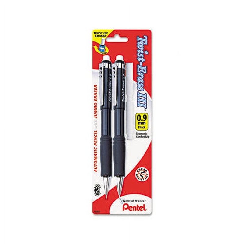Pentel Twist-Erase III Mechanical Pencil 0.5mm with Eraser Refills 2-Pack