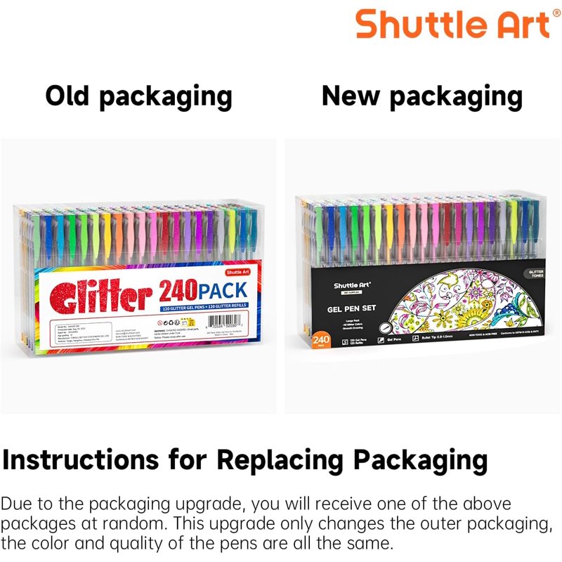 Glitter Gel Pen Set with 120 Colors and Refills for Coloring and Crafting