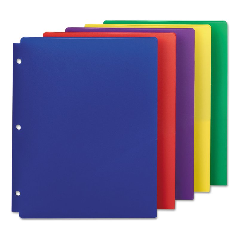 Poly Snap-In Two-Pocket Folder 11 x 8.5 - Assorted Colors, 10 Pack