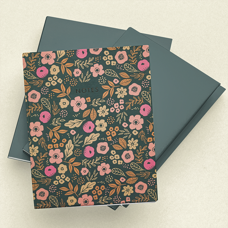 Large Floral Journal 8x10 Inch Hardcover Notebook with 200 College-Ruled Pages