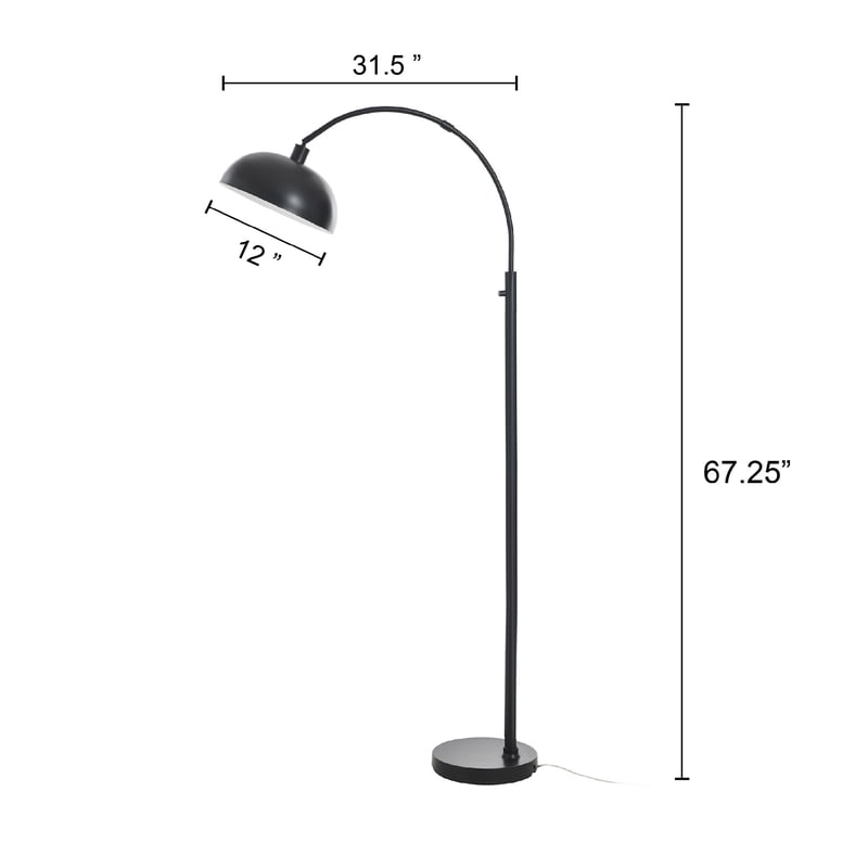 Black Finish Arch Dome Floor Lamp with Dimmable Light
