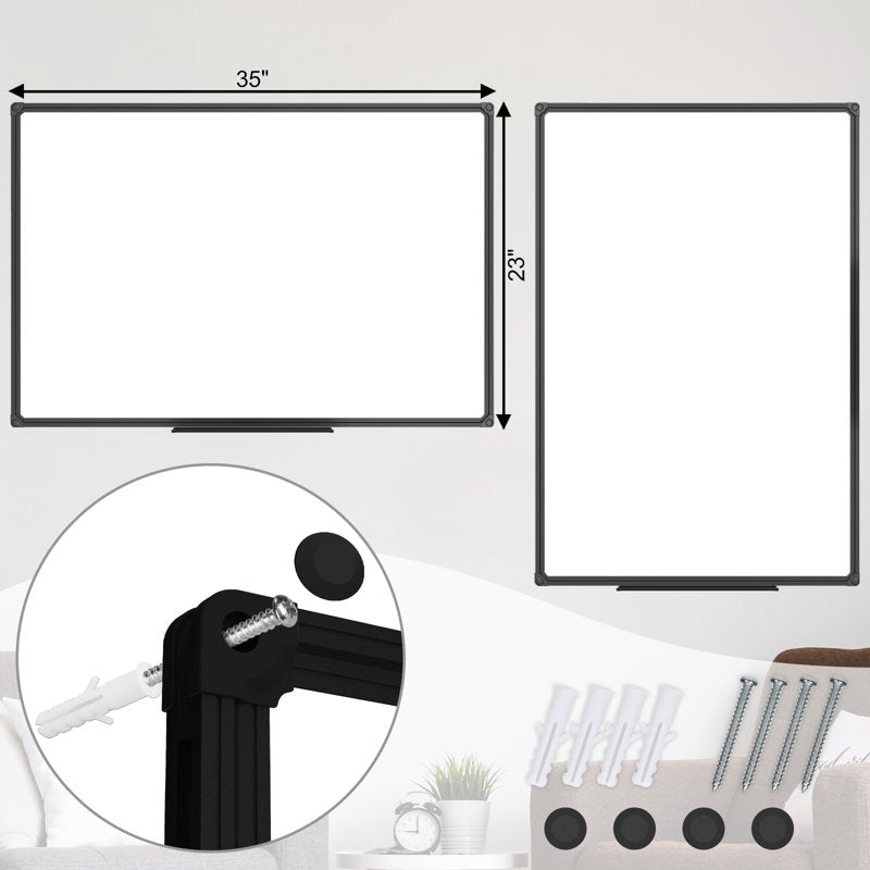 Magnetic Dry Erase Whiteboard - 35 x 23 Inches, Whiteboard with Aluminum Frame for Home Office School