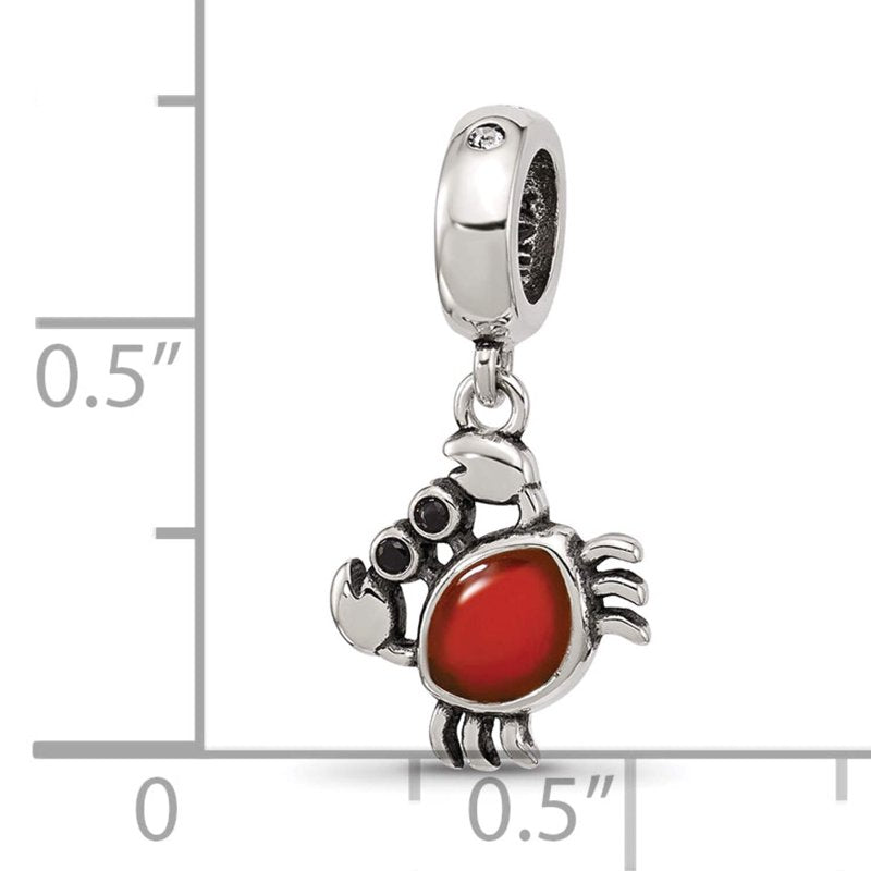 Sterling Silver Crab Bead Dangle Jewelry Accessory Crystal Enamel Gift