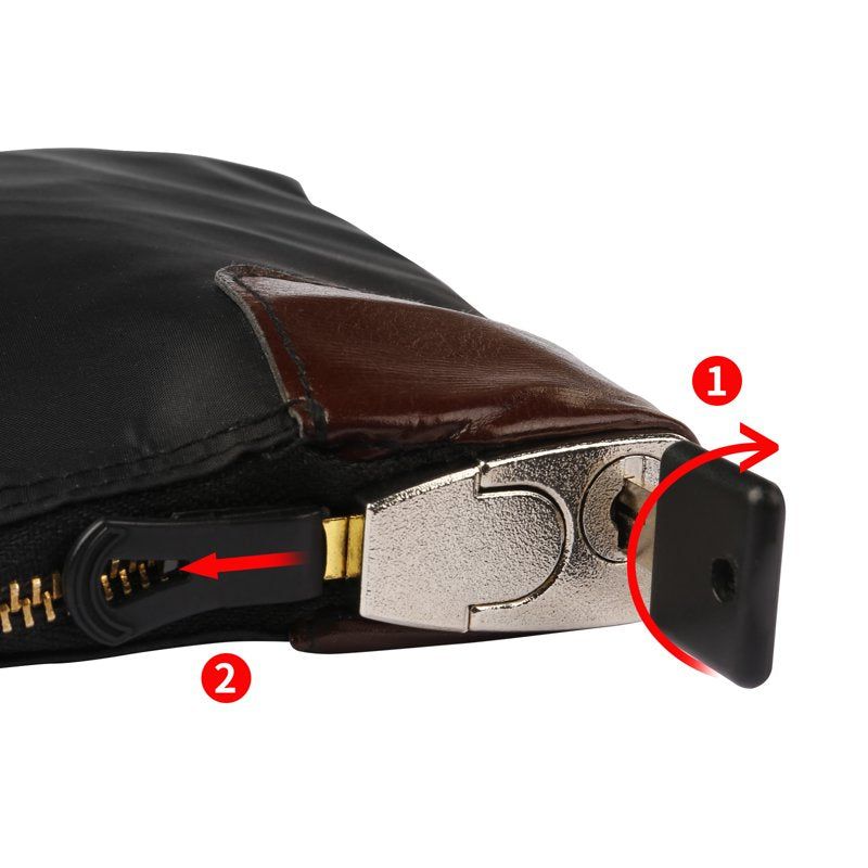 Secure Leather Cash Deposit Bag with Lock & Keys for Bank & Travel