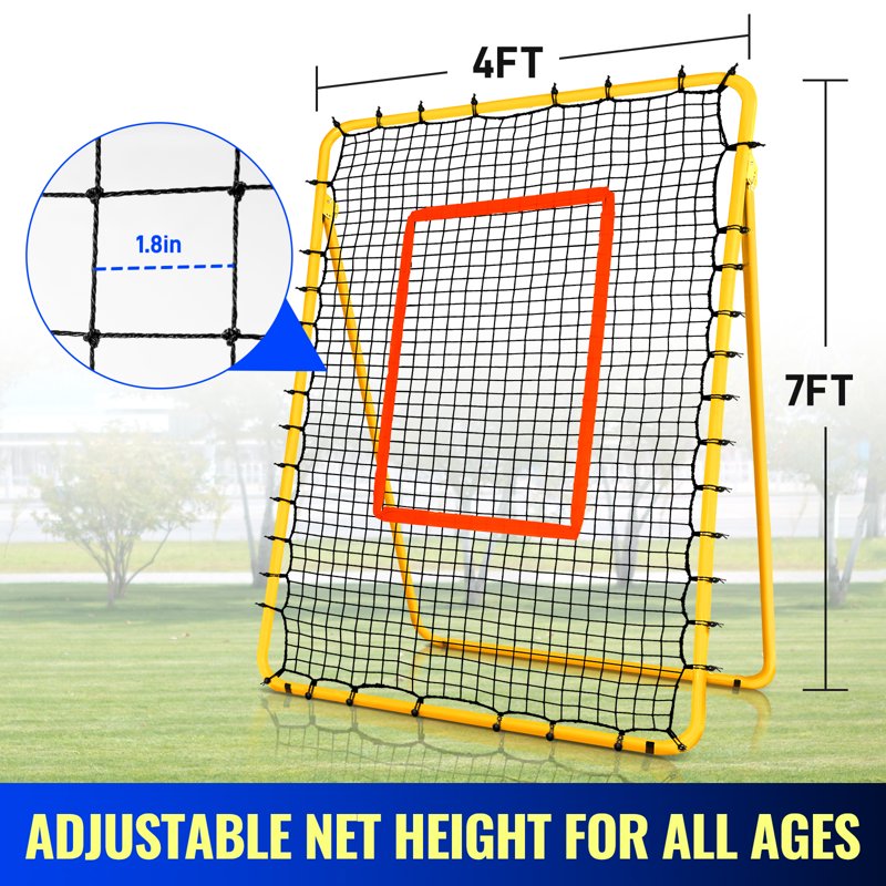 7x4 FT Volleyball Rebounder Net with 5 Adjustable Angles - Practice Equipment