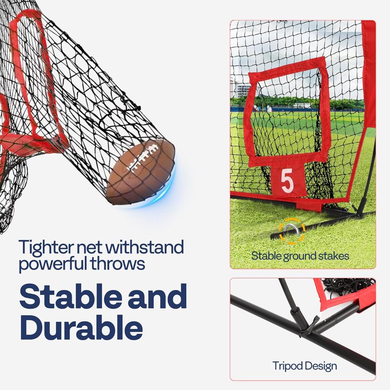 7x7 ft Football Practice Net with Targets - Throwing Accuracy Training Equipment