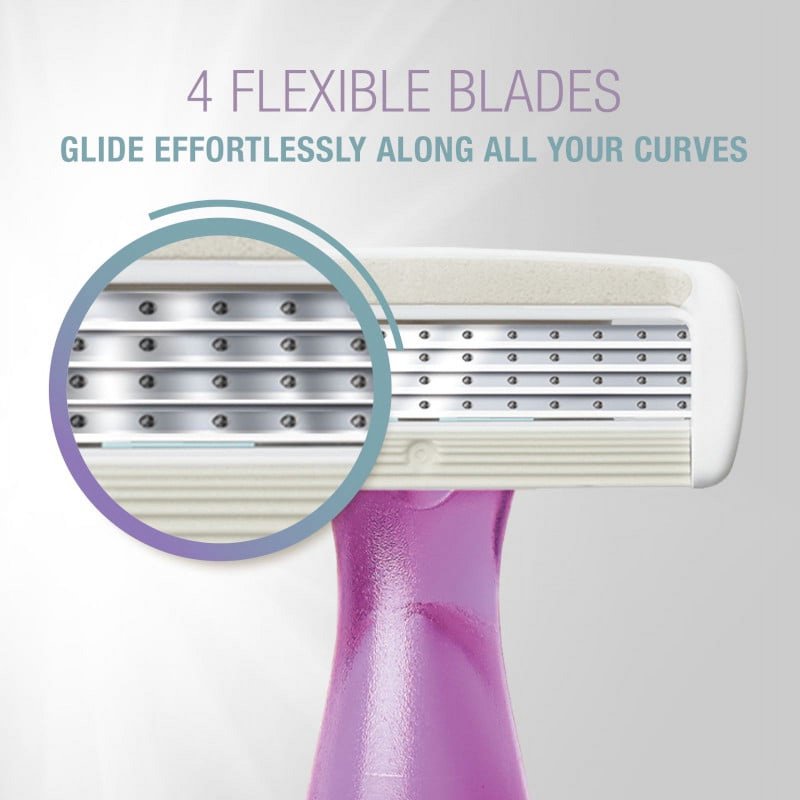 Disposable Women's Razors with Scented Handles, 4-Blade, 12 Pack